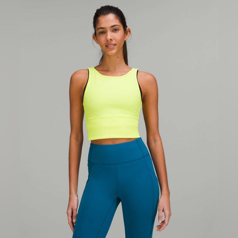 Lululemon Power Pivot Ribbed Tank Top Electric Lemon - Picture 5 of 10